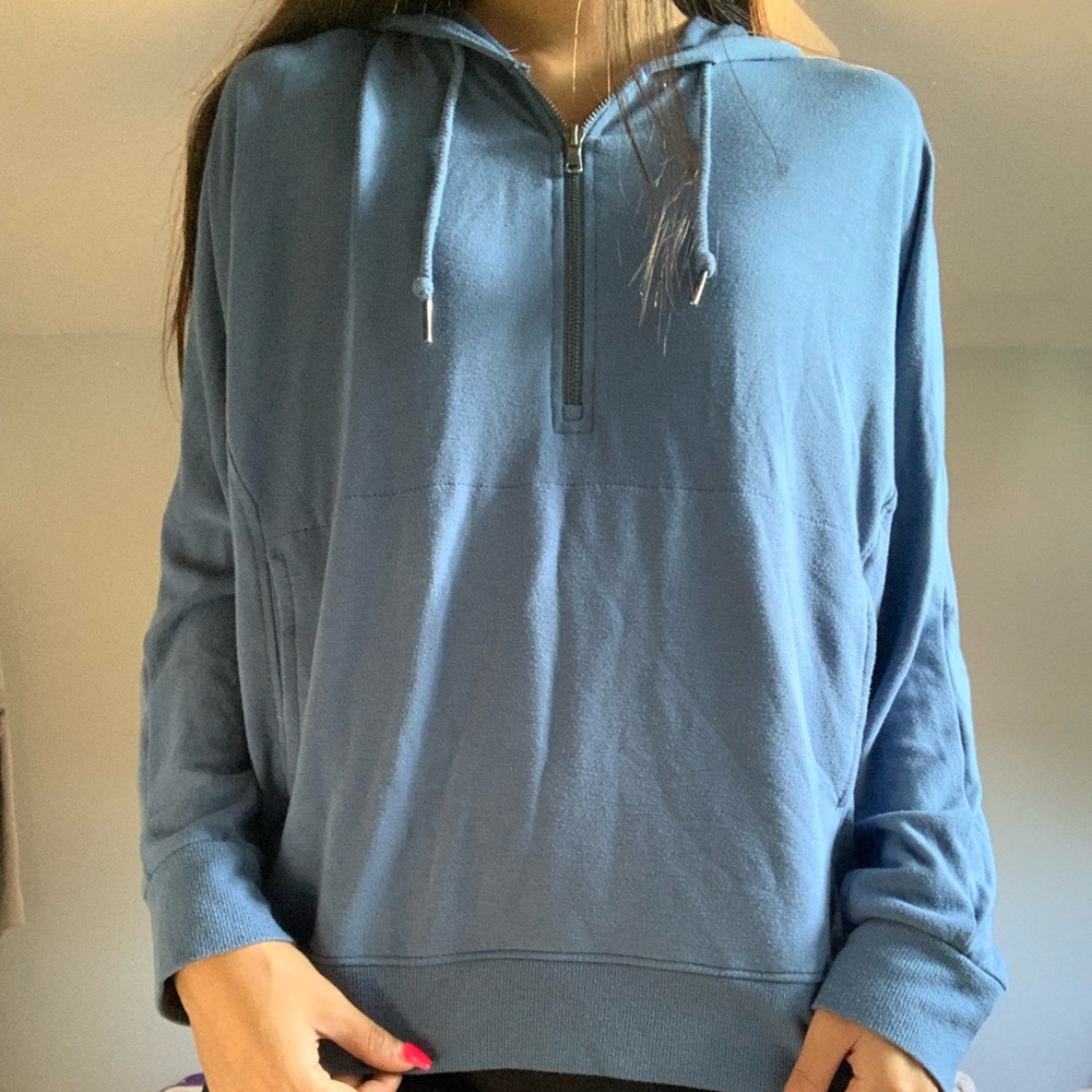 blue quarter zip hoodie